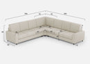 Divano Angolare 7 Posti 286x286x85 cm Sakar in Tessuto Latte