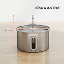 Fontanella per Gatti Ø19,4x18,7 cm Capacità 2,5L con Luce LED e 2 Modalità di Flusso in Acciaio Inox Argento 