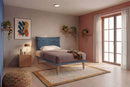 Letto Singolo con Rete Rivestita Microfibra Blu Tessis Testata Soft Varie Misure