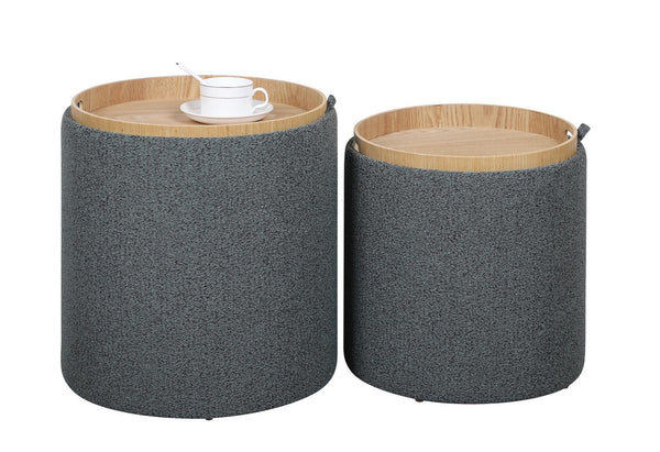 sconto Set 2 Pouf con Contenitore  in Poliestere Sasha Dark