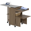 Mobile Asse da Stiro Pieghevole 154x55x87 cm con Porta Ferro e Indumenti con Vano Aperto Marrone      