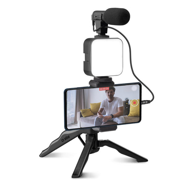 sconto Live-Video-Set Mini-Stativ, Mikrofon und Licht mit Fernbedienung