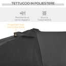 Ombrellone Doppio 150x295x170-214 cm Inclinabile e Regolabile in Poliestere e Metallo Grigio  