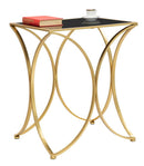 Tavolinetto Infinity 57x46x68 cm in Ferro e Specchio e MDF Oro e Nero