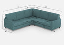 Divano Angolare 5 Posti 221x221x85 cm Karay in Tessuto Petrolio