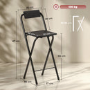 Set 2 Sgabelli da Bar Pieghevoli con Poggiapiedi 37x45x87 cm in Legno e Acciaio Nero  