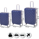 Set 3 Valigie Rigide Effetto Matelassé con Ruote Easy Roll Trolley Bagaglio da Viaggio Blu      
