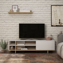 Mobile TV 1 Anta 2 Ripiani e Mensola 160x35,5x44 cm in MDF Stockton Bianco Rovere