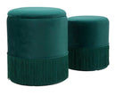 Puff Contenitore Lines Coppia Verde Ø35x42-30x32 cm in Legno e Spugna e in Ferro e Poliestere Verde