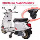 Moto Elettrica per Bambini Licenza Ufficiale Piaggio Vespa Sprint 12V con Rotelle Luci e Suoni Bianco