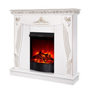 Camino Elettrico da Pavimento 103,5x110x30 cm Effetto Fiamma 1600W Napoli & Corsica Bianco