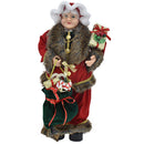 Statuina Mamma Natale Addobbo Statuetta 65 cm Vestiti Tessuto e Sacco Natalizio