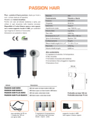 Asciugacapelli Professionale Vama PASSION HAIR Motore Brushless 1500W per Hotel con Base Murale Bianco