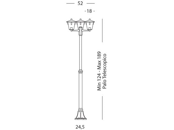 Palo Alto da Esterno 3 Luci Sovil Eureka Nero