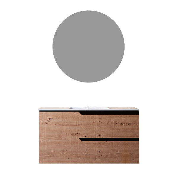 online Mobile bagno 100 cm Sospeso Rovere Cartagena Boston con Specchio Rotondo Bonussi