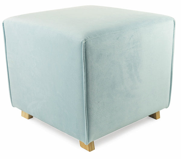 Pouf Fußhocker Quadratischer Hocker 47 x 47 x 42 cm in hellblauem Soriani-Samt sconto
