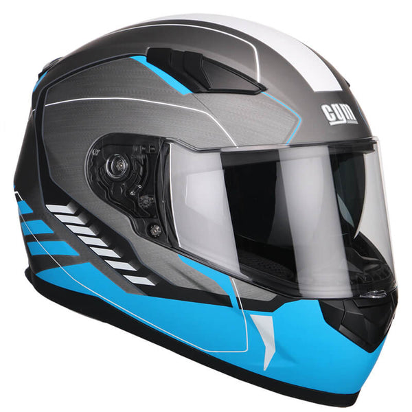 sconto Integralhelm Scooter CGM Silverstone 317G Long Visor Matt Blau Verschiedene Größen