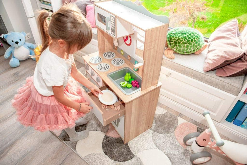 Cucina Giocattolo per Bambini 60x30x93 cm in Legno con Accessori  Bianca