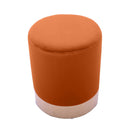 Pouf Ø33x39 cm con placca dorata e velluto arancio