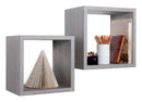 Set 2 Mensole Cubo da Parete Quadrato in Fibra di Legno Q-Bis Maxi Rovere Grigio New