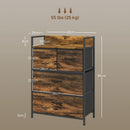 Cassettiera 4 Cassetti Design Industriale 60x29x85 cm in Acciaio Legno e Tessuto Marrone e Nero   