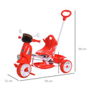 Triciclo Passeggino con Seggiolino Reversibile per Bambini   Rosso