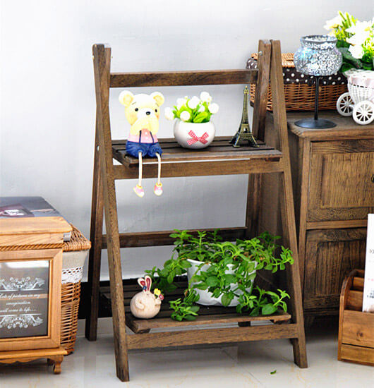 Pflanzenhalterregal 42x32x69 cm 2 verschließbare Regale aus Holz Fumer Kelvin Nussbaum acquista