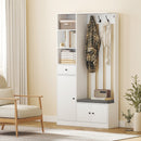 Mobili Ingresso 100x30x180 cm Appendiabiti con Panca Porta Scarpe in MDF Bianco      