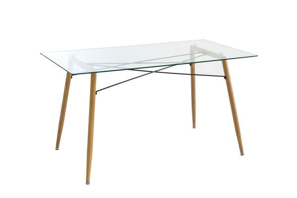 online Rechteckiger Metalltisch 140x79,5x76,5cm Braunes TFT-Glas
