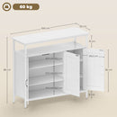 Mobile Basso Credenza da Cucina 100x35x88 cm con Armadietti e Ripiani a Giorno in MDF Bianco  