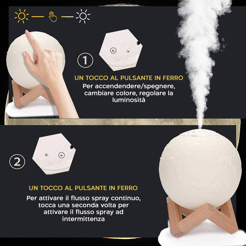 Diffusore Aromaterapia Lampada 3D da Scrivania con Funzione Umidificatore