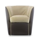 Poltroncina a Pozzetto 70x67x76 cm in Tessuto e Similpelle Marrone e Beige