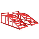 Set di 2 Rampe per Auto 83,5x30,5x27 cm Antiscivolo in Acciaio Rosso      