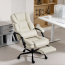 Sedia da Ufficio Reclinabile 65x67x111-119 cm con Poggiapiedi e Rotelle in Finta Pelle Beige      