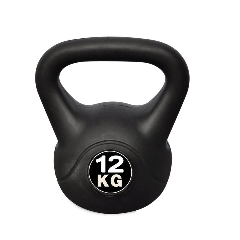 Kettlebell per Allenamento 12 Kg in PVC e Sabbia Nero