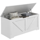 Cassapanca con Cerniere di Sicurezza Contenitore Capacità 127L 100x40x45cm in Legno Bianco  