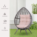 Poltrona da Giardino in Vimini 101x89x156 cm con Cuscino  Beige