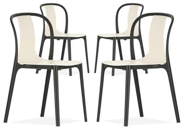 prezzo Set mit 4 Gartenstühlen aus schwarzem und weißem Vandi-Polypropylen