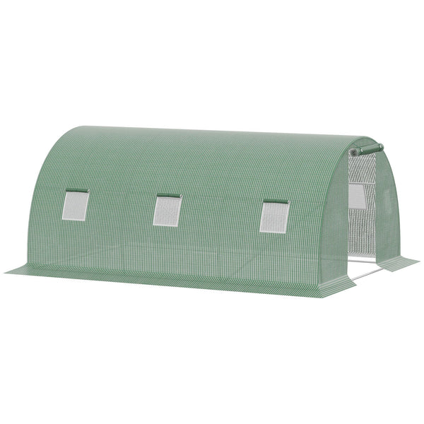 Tunnel-Gewächshaus 450 x 300 x 200 cm Rolltor und 6 grüne Fenster acquista