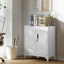 Armadietto Portadocumenti 80x35x91 cm con 2 Ante e Chiavi in Metallo Bianco  