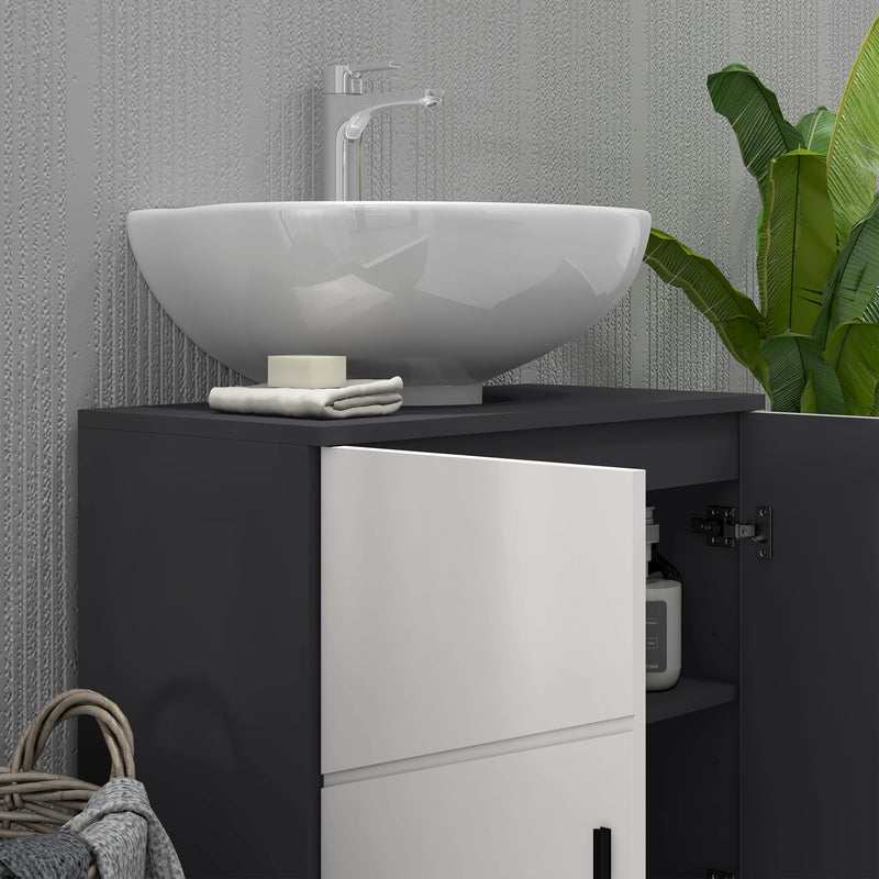 Mobile Sotto Lavabo Bagno per Piedistallo 60x30x60 cm in Legno Truciolare Grigio