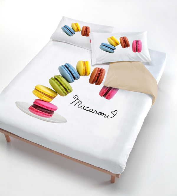prezzo Bettbezug mit Aufdruck auf der Tasche und Macarons-Kissenbezügen