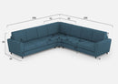 Divano Angolare 7 Posti 288x288x85 cm Yasel in Tessuto Avio