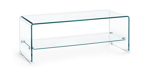 acquista Rechteckiger Couchtisch aus Glas Iride 2 Ablagen 100x40 in Glas