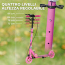 Monopattino per Bambini 3-8 Anni con Ruote Luminose Impugnatura Regolabile e Freno Posteriore Rosa      