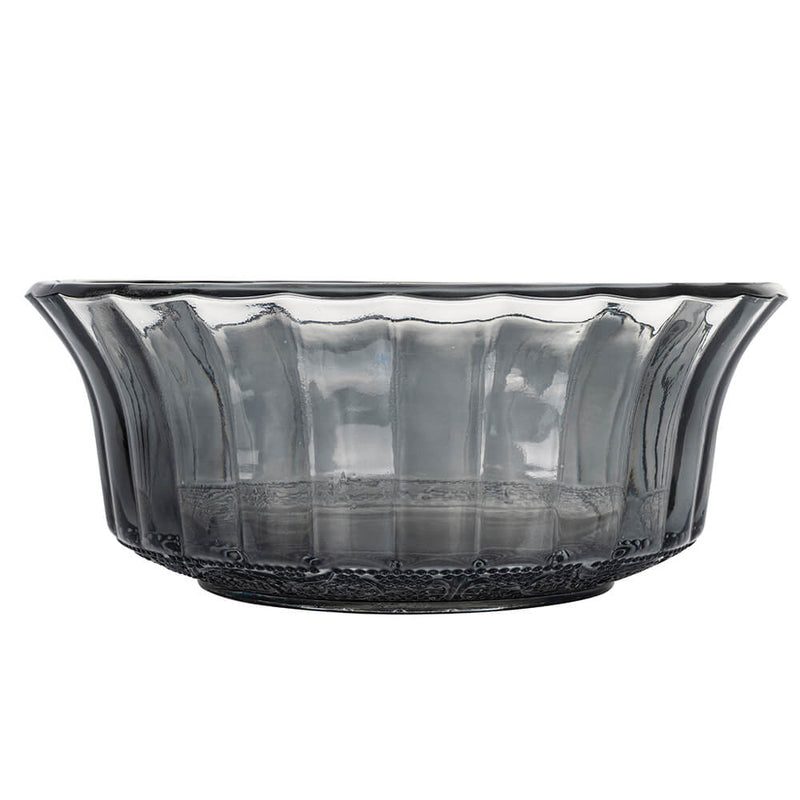 Set 2 Insalatiere con Decoro in Rilievo in Vetro VdE Tivoli 1996 Imperial Fumè e Grigio