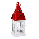 Lanterna in Metallo bianco rettangolare tetto rosso cm 14x14xh38