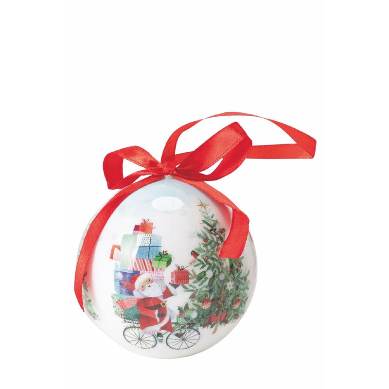 Set 14 Palle di Natale Ø7,5 cm in Polyfoam con Box Babbo Natale in Bicicletta