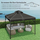 Telo di Ricambio Copertura per Gazebo 3x3 m a 2 Livelli con 8 Fori di Drenaggio in Poliestere Grigio Chiaro e Scuro      