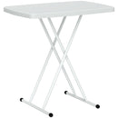 Tavolino da Giardino Pieghevole 76x50x74 cm con Altezza Regolabile in Metallo e HDPE Bianco  